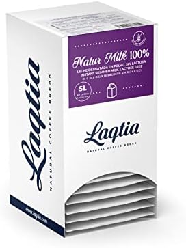 Instant Lactose Free Skim Milk Powder PACKETS by Laqtia, 18 Count Box, Makes an 8oz glass of fat free Milk, Non GMO, Free of bST and rBGH, made using 100% European Dairy, product of Spain (Convenient On-The-Go Instant Milk)