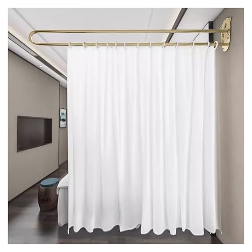 パーテーション 衝立 間仕切り プライバシー間仕切りカーテン アイアン製ルームディバイダー 取り外し可能なU字型ポール、 壁掛け ビューティーサロン 間仕切りサポートフレームロッド(1 pcs gold pole set,L 200cm/6.5ft)