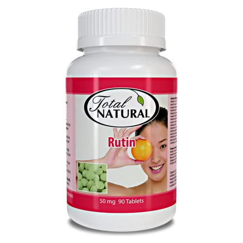 Total Natural Rutin 50mg 90 Tablets [1 Bottle] Help Absorb and Utilize Vitamin C Improved Vascular Health Vision Care