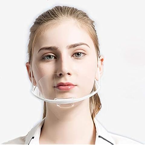 10 PCS Anti-Fog and Anti Splash Mouth Protection for Hotel Kitchen Restaurant Supply,Transparent Plastic Mouth Visor Mouth Shield with Adjustable Elastic Band Cover