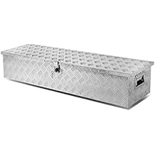 49"x14"x10" Silver Heavy Duty Aluminum Truck Bed Tool Box Diamond Plate with Lock Keys Storage Tool Box Chest Box Organizer for Pickup Truck Bed RV Trailer Under Bed