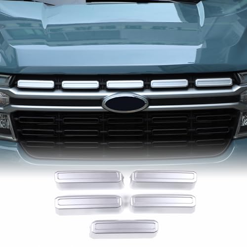 Image of Front Bumper Grille Cover Compatible with Ford Maverick 2022 2023, Car Air Inlet Vent Grille Cover, Grill Grille Inserts Trim Cover (Silver)