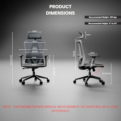 Image of Kinetix Ergonomic Office Chair for Work | Multi-Lock Synchro Tilt Mechanism | 5 Year Warranty | 3D Armrest | Adjustable Lumbar (Grey, 3D with Multi Lock)