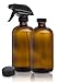 Empty Amber Glass Spray Bottles | 2 Pack 16 Oz Refillable Sprayer for Essential Oil | Water, Kitchen, Bath, Beauty, Hair, Cleaning | Durable Trigger Sprayer with Mist & Stream Modes & 2 Storage Caps