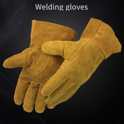 HomeCheer Leather Welding Gloves HC121, Premium Hand Protection from Welder and Cutting Torch Heat, Commercial Quality, Gauntlet Cuff, Unisex, One Size, Camel Brown