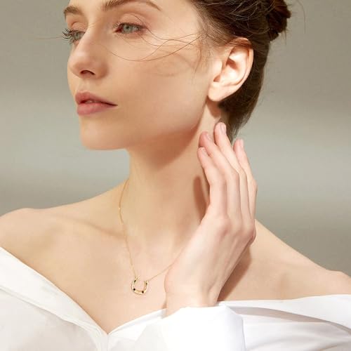 ELFRONT 14K Solid Gold Cross/Mustard Seed/Horseshoe/Witches Knot/Italian Horn Necklace Dainty Mothers Day Jewelry Gifts for Women2