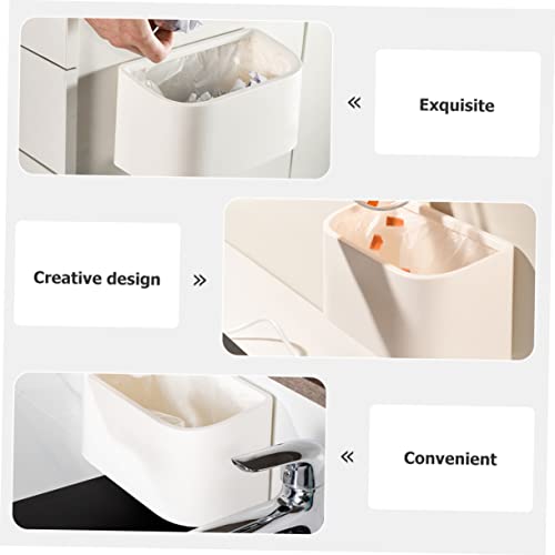Basurero rectangular compacto blanco para montaje en pared miniatura 6