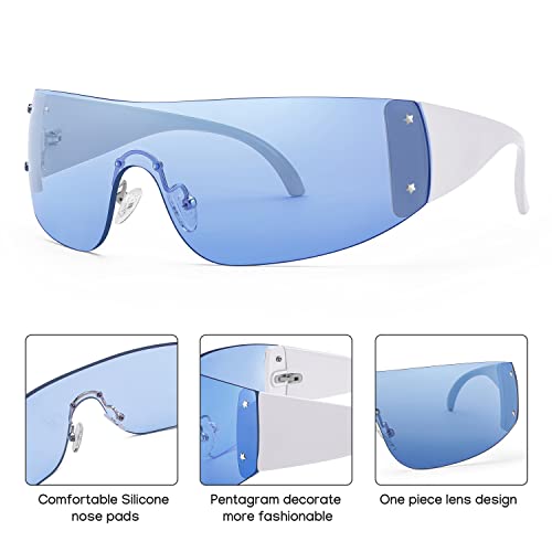 FEISEDY Rimless Wrap Around Y2K Sunglasses For Women Men Fashion Oversized Shield Frameless Sun Glasses B4119 — view 5