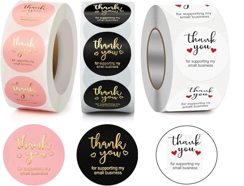 Image of Alokik Enterprise 2000 Pcs Thank You for Supporting My Small Business Watercolor Stickers,Round Thank You Adhesive Sticker for Wedding Supplies Packing Sticker Gift Wrap (4 x Decorative Sticker Roll)