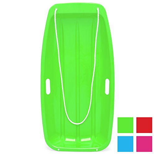 Best Choice Products 35in Kids Plastic Toboggan Snow Sled w/Pull Rope, 2 Handles
