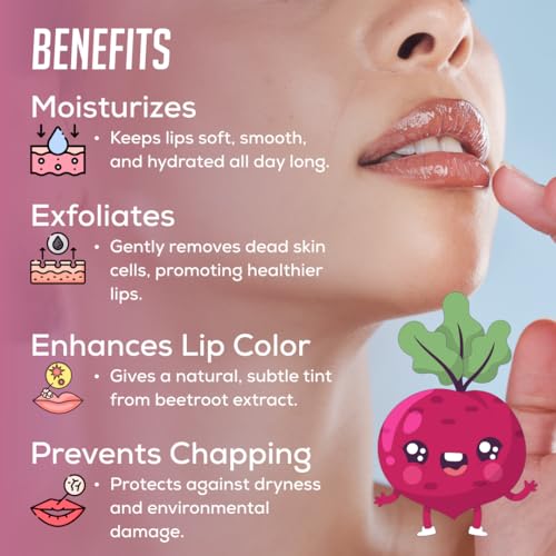 Image of Bee & Beauty Moisturizing Lip Serum Roll On - 5ml | With Beetroot Extract Infusion | Nourishes, Hydrates and Gently Exfoliates | For Men and Women | Natural Pink Lip Roll On For Daily Lip Care