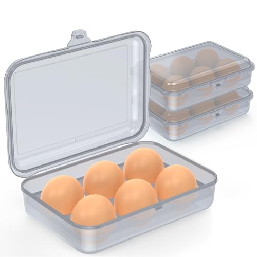 RoseFlower 2Pcs Egg Holder Container, Plastic Egg Storage Box Leakproof Shockproof Protection, Portable Egg Tray Carriage Dispenser for Camping Picnic Travel Kitchen Refrigerator Outdoor, Grey