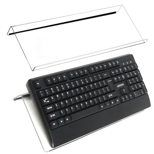 DRERIO Tilted Keyboard Stand PC Computer Keyboard Stand Acrylic Ergonomic Keyboard Riser Clear Keyboard Tray Holder,Ergonomic Keyboard Support 43x14.5x3.8cm for Rooms Schools Office Desks