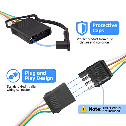 Image of Wsays 4-Pin Trailer Wiring Harness Plug & Play Connect Trailer Tail Lights Brake Signal Lights and Turn Signals Compatible with Jeep Wrangler JL /JLU 2018-2025 Gladiator 2020-2025