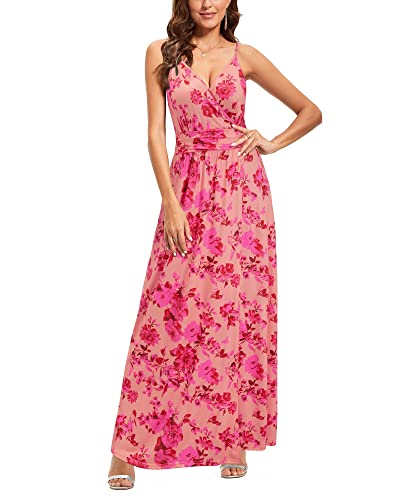 Image of Newshows Women's 2026 Lightweight Summer Wedding Guest Beach Vacation Casual V Neck Split Flowy Maxi Dress