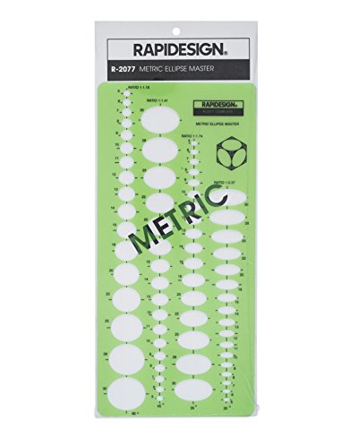 Rapidesign Metric Ellipses Master Template, Projections of 25, 35, 45 and 60 degrees, 1 Each (R2077)