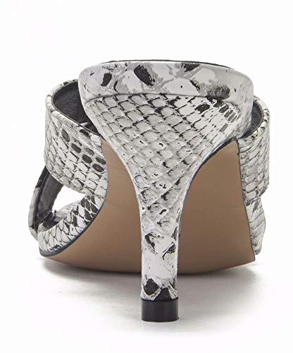Comeshun Women Low Kitten Heel Mules Cross Strap Slide On Sandals Square Toe Dress Pumps Snake Prints Size 8 #TOP4