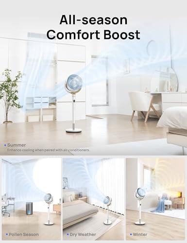 Image of DREO Fan for Bedroom, 120 Oscillating Standing Fan, Quiet Pedestal Fan with DC Motor, 9 Speeds, 4 modes, 120 Manual Vertical, 37-42 inch Adjustable Height, 9H Timer, White