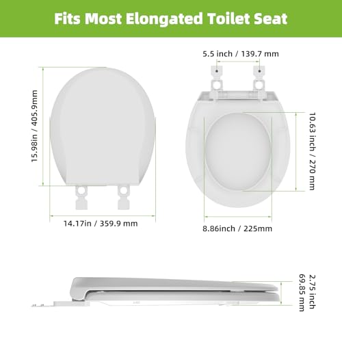 Image of Round Toilet Seat Soft Close, 16.5 inch Standard Round Toilet Lid, Cotton White | Universal Toilet Replacement Compatible with TOTO /Kohler /Gerber /American Standard, 2-pack Toilet Bolts and Nuts