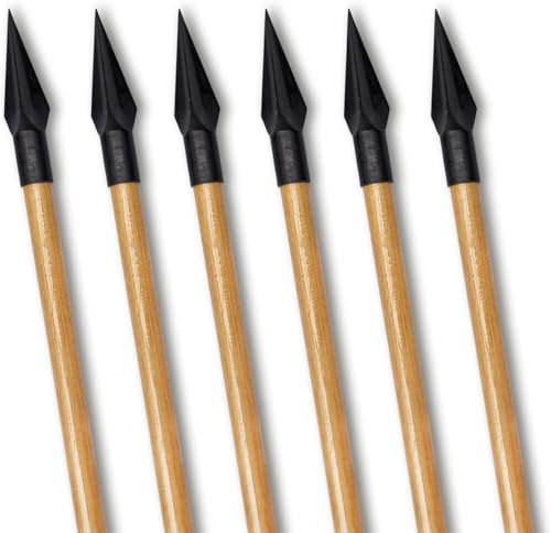 biubiusot 32 Inch Wooden Arrows Archery Traditional 12Pcs Turkey Feather Fletched Handmade Hunting Practice Targeting for Longbow Recurve Bow Traditional Horsebow (6pcs black) - Image 3