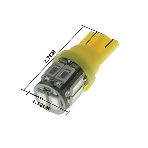 Pilipala Yellow T10 W5W Car Side Light Lamp Marker Lamp 10 Smd 5630 Led Bulb Dc 12V 152 158 159 161 168 184 192 (4Pcs) #TOP1