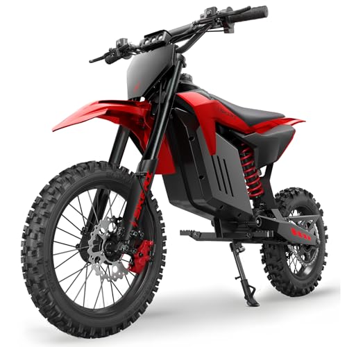 Image of Skeri Electric Dirt Bike for Adults & Teens, 14 inch /12 inch Fat Tire 3200W Motor 37MPH Off-Road EBike, 48V 21Ah Battery Hydraulic Disc Brakes Dual Suspension IPX5 Waterproof, Fit for Age 13+ -Racing Red