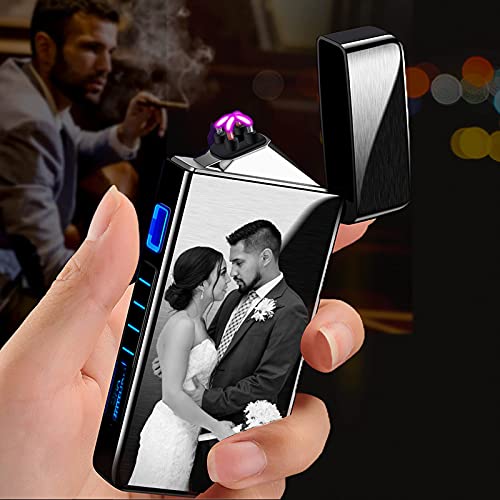 Encendedor eléctrico personalizado con foto recargable negro miniatura 4