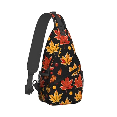Maple Leaf Sling Bag for Women Men, Fall Leaves Crossbody Sling Backpack, Shoulder Chest Pack for Travel Casual Hiking2