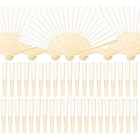 30Pcs Abanico Plegable de Mano Blanco Tela Regalo Recuerdo