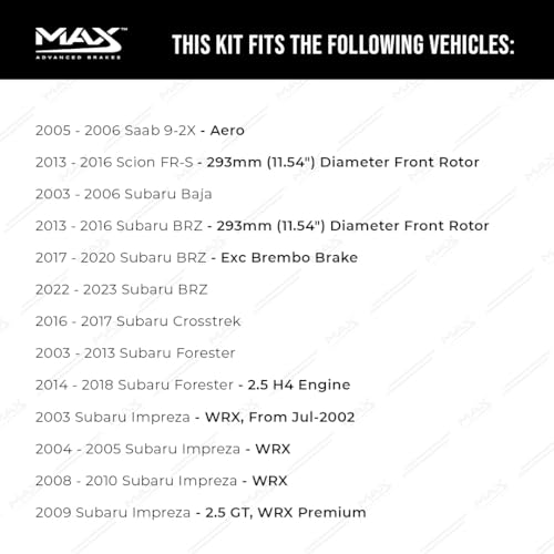 Image of Max Advanced Brakes StyleMAX+ Front Brake Kit | Fits 2003-2018 Subaru Forester; 2002-2014 Outback | Brake & Rotor Kit for Daily Performance | Cross-Drilled Rotors & Ceramic Brake Pads