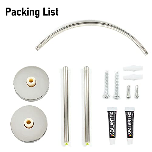 Ganggend Adjustable Curved Shower Curtain Rod 31-43 Inches, Stainless Steel Rustproof Premium, Telescoping Design Curved Shower Curtain Rod For Bathroom, Bathtub, Stall, Brush Nickel, Need To Drill #TOP3