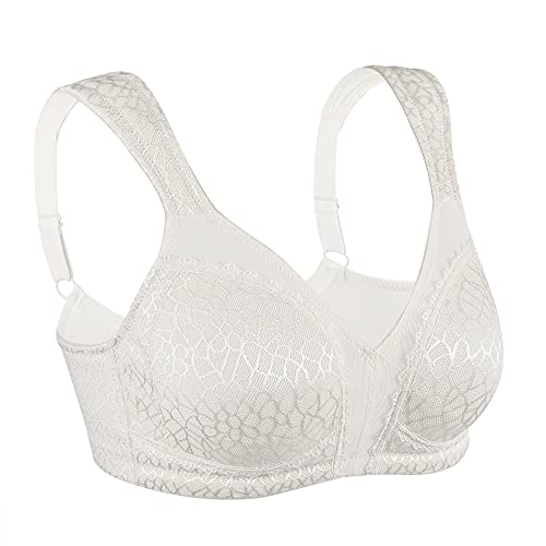 HACI Comfort Seamless Wirefree Minimizer Bra(34DD, White)