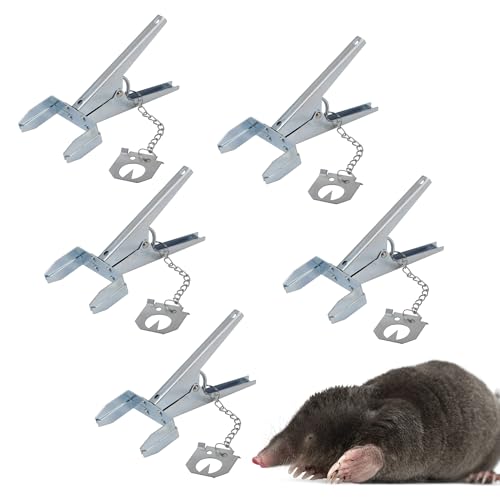 REPELEM Easy Set Scissor Mole Traps Reusable Mole Trap Rust-Free Garden Protection Humane Vole & Mole Killer Powerful Mole Deterrent | Large Pack of 5