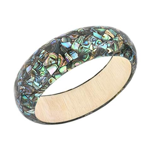 AeraVida Handmade Green Abalone Bangle Bracelet Cover