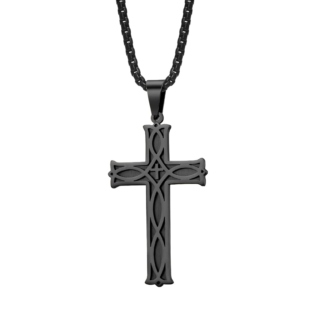 Collier croix homme cadeau idÃ©al pendentif celtique avec chaÃ®ne 60 cm - 7