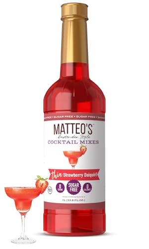 Matteo's Sugar-Free Strawberry Daiquiri Mix, 33.8 Fl Oz Cocktail Mixer