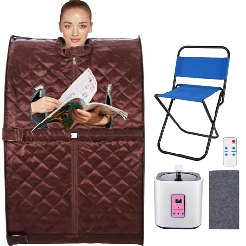 Homdox Portable Sauna for Home Personal Steam Sauna Full Size Folding Sauna Tent, 1000W Steam Generator, Remote Control,Folding Chair,Timer Included