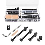 Hmevsafinect Bunk Bed Hardware Replacement Kit - 16 Set Bolts & Barrel Nuts & Wooden Dowels - M6x20/40/60/80 mm Hex Drive Socket Cap Screws Nuts for Furniture (Black -16 Set)