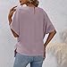 Women's Fashion Batwing Sleeve Shirts Round Neck Tie Knot Side Blouse Oversized Textured Tops Solid Color Tee Tunics,Purple,X-Large