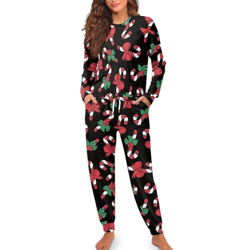 Image of Women's Pajamas Set Soft 2 Piece Loungewear Long Sleeve Pj Set Matching Sleepwear with Pockets for Women Plus Size