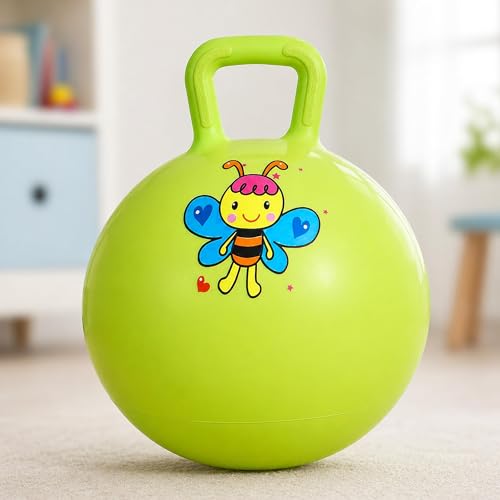 Image of Toyshine Hopper Ball 45cm for Kids Ages: 3-6 Inflatable Hopping Balls Jumping l Toys Sit and Bounce Ball with Handle - Green