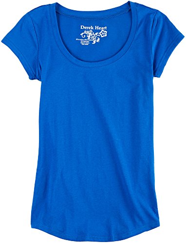 Derek Heart Juniors' Cap-Sleeve Scoop-Neck T-Shirt with Shirttail Hem
