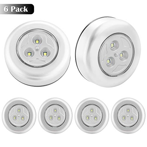 SOAIY 6 Pack Upgraded Super Bright Battery-Powered Push Light, Strong Stick-On Wireless Touch Light, Battery-Operated Touch Night Lamp for Closet, Counter, Attic, Car, Shed, Storage Room and More