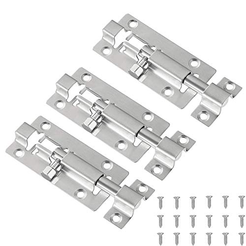 3 Piezas Pernos de Puerta, 3 Pulgadas Pestillo de Acero Inoxidable Para Puerta Corredera Adecuado Para Puertas de Seguridad, Puertas de Madera, Puertas de Baños, Puerta de Mascota,etc Cover