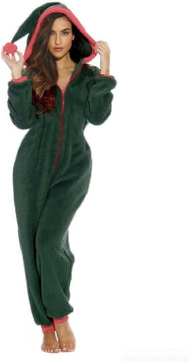Women Santa Costume Mrs. Claus Costume Sexy Santa Christmas Hooded Jumpsuit  Outfit Cosplay Adult Fleece Pajamas Suit : Amazon.co.uk: Baby Products