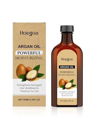 Hoegoa Moroccan Argan Oil for Hair Growth Natural Hair Styling Oil Hairs Care Essential Oil Improves Frizz Adds Luster And Is Not Greasy 100ml/3.38fl oz