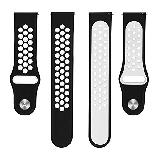 Image of ACUTAS Silicone 22mm Sports Band Soft Silicone Wristband Compatible for Fossil Gen 5 | Fossil Gen 5E | Fossil Gen 6 44mm Smartwatch (Black /White)