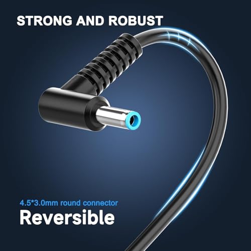 Image of Laptop Computer Smart Blue Tip, for HP Pavilion x360 17 15 14, Elitebook Folio 1040 G1, Chromebook Stream 14 13,Envy x2,and More AC Tip Adapter with 3 pin Power Cable (65W Blue)