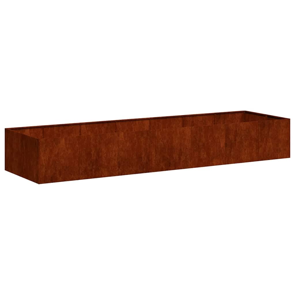 Macetero oxidado de 280 x 80 x 40 cm, bancal de acero resistente a la intemperie, gran jardinera para jardín, terraza y balcón, estable con aspecto oxidado, rectangular