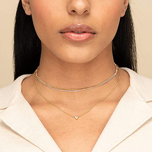 MILACOLATO Danity Choker Necklace Sterling Silver Pearl Bead Satellite Choker Necklaces 18K White Gold or Gold Plated Choker Necklace Minimalist Link Chain Necklace Trendy Jewelry for Women3